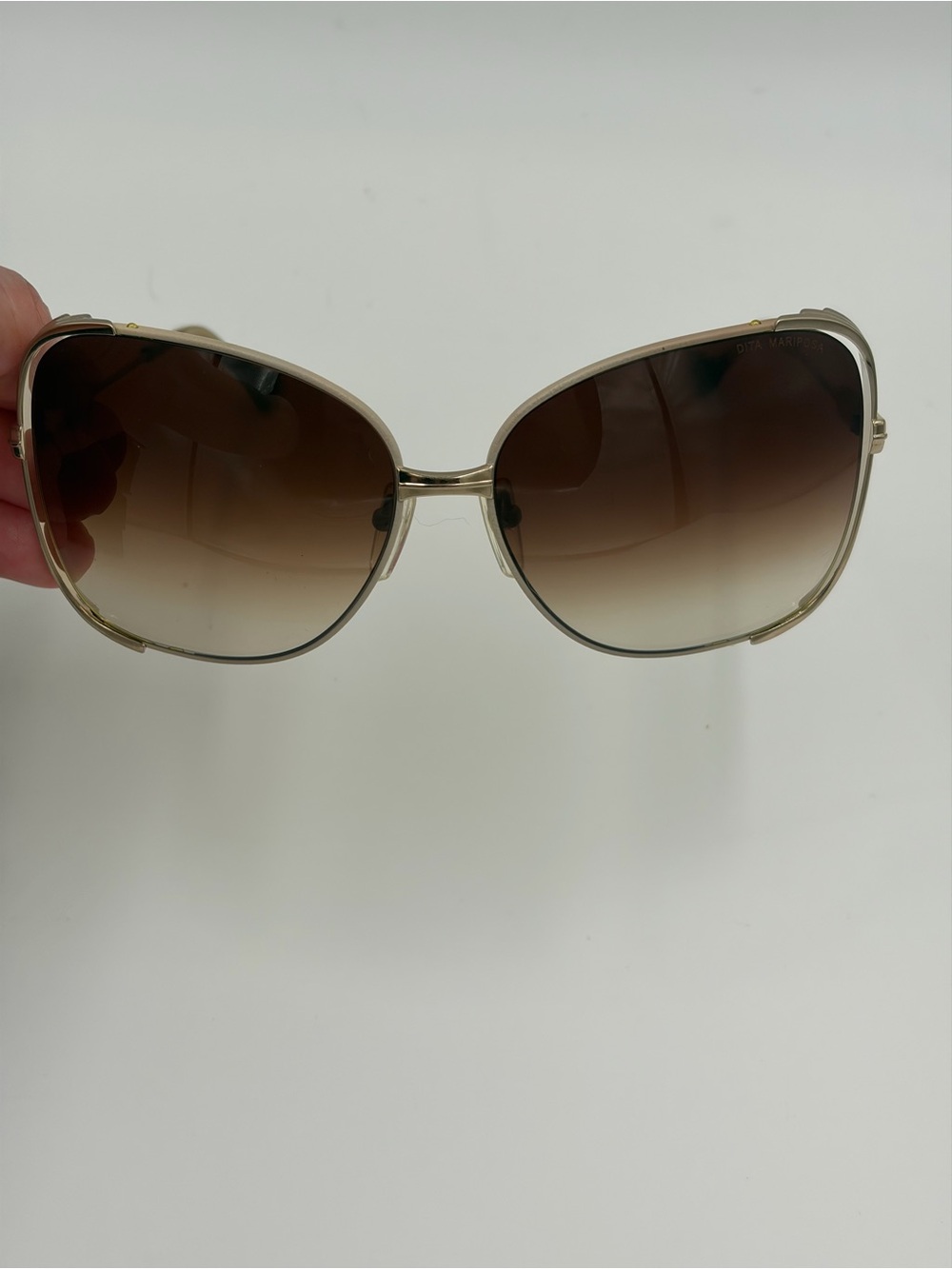 DITA Mariposa 18k Sunglasses Brown Gradient shiny light gold colored metal frame